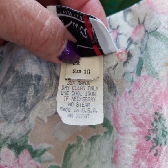 Vintage Kwai Lace Trimmed Exaggerated Collar Floral‎ Full Skirted Dress 60s - Picture 8 of 15